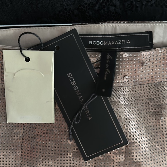 BCBGMAXAZRIA EDNA PLEATED SEQUINED SKIRT IN PUMICE WASH - Picture 5 of 5